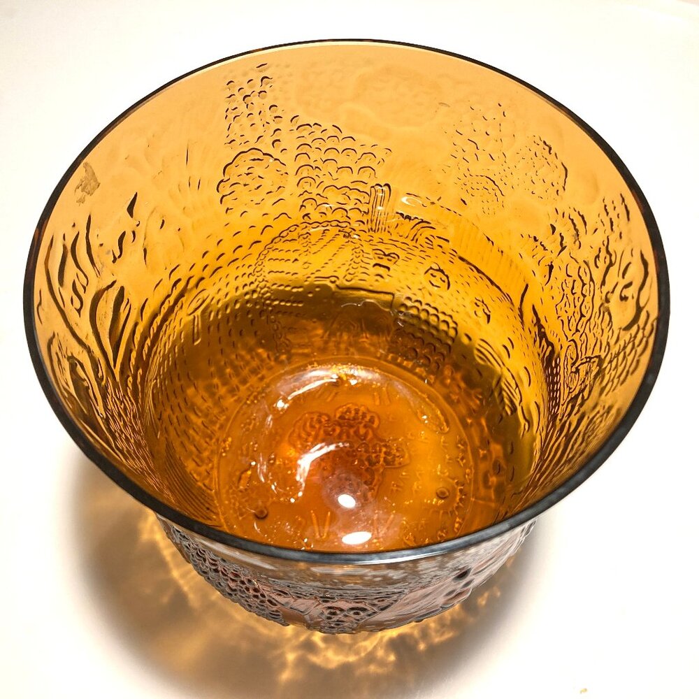 Vintage Nuutajavi Amber Art Glass Fauna Bowl/Vase